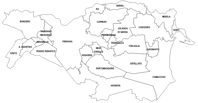 Mappa della Provincia di Ferrara